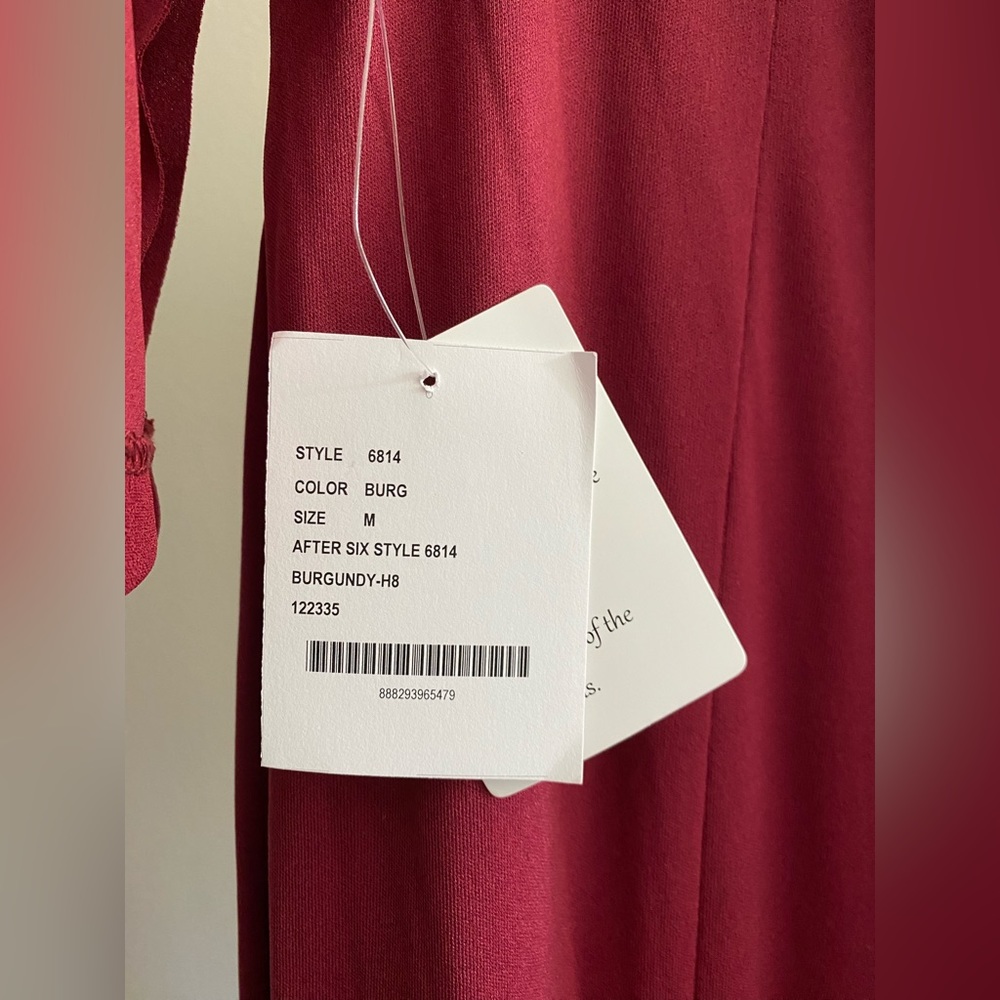 After Six V-neck Crepe Front Slit Formal Dress In Burgundy Size M - Picture 5 of 11